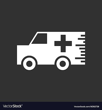 White icon on black background ambulance with a vector image