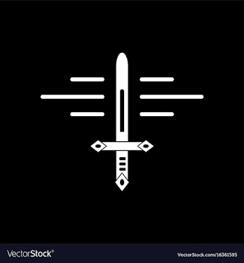 White icon on black background ancient sword vector image