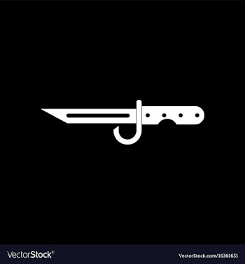 White icon on black background army bayonet knife vector image