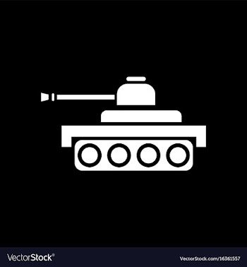 White icon on black background army tank vector image