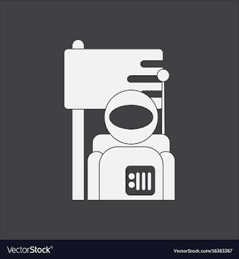 White icon on black background astronaut and flag vector image