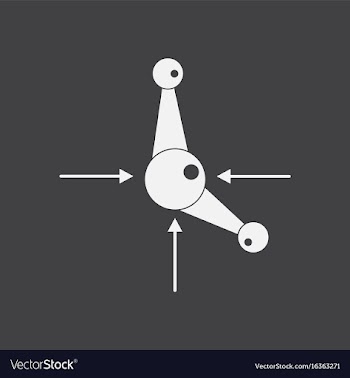 White icon on black background atom and arrows vector image