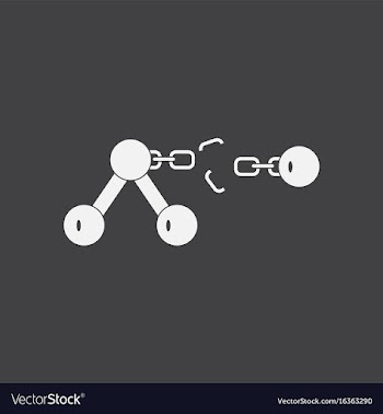 White icon on black background atom and broken vector image