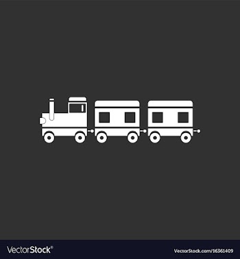 White icon on black background babies train vector image