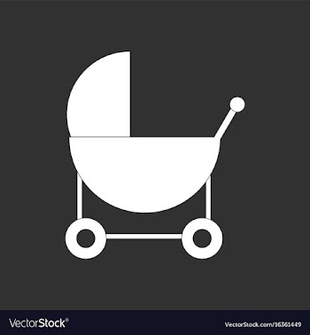 White icon on black background baby carriage vector image