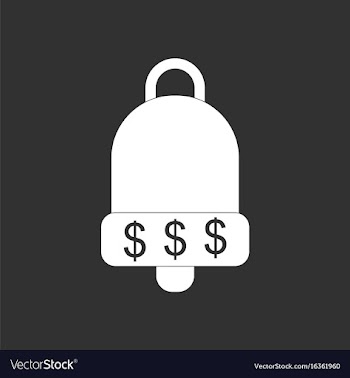White icon on black background bell with dollar vector image