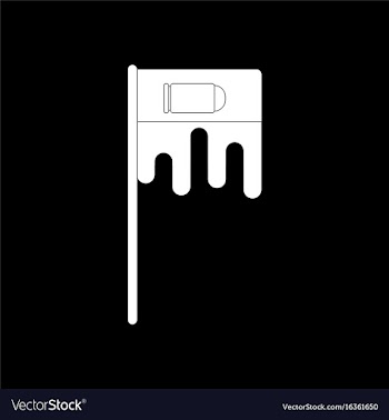 White icon on black background bloody flag with vector image
