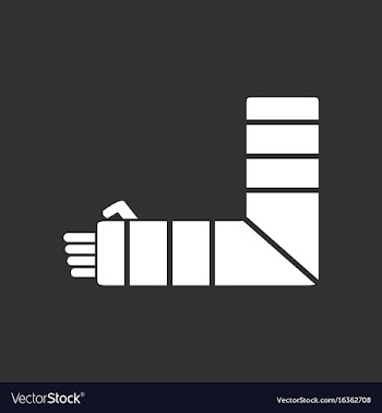 White icon on black background broken arm vector image