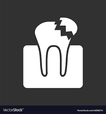 White icon on black background broken tooth vector image