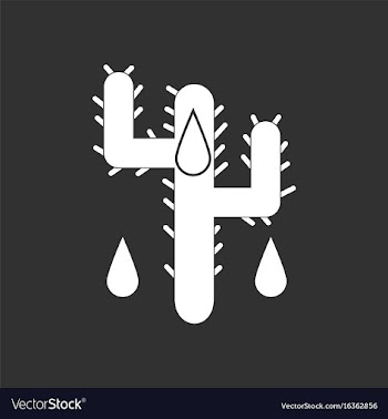 White icon on black background cactus and droplets vector image