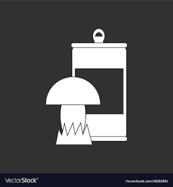 White icon on black background canned and mushroom vector image