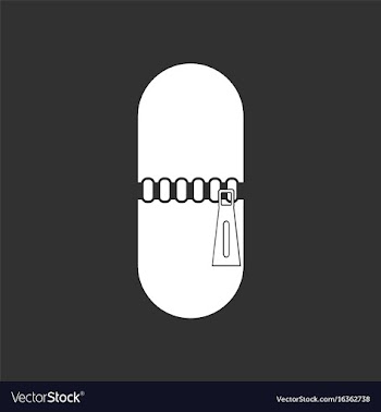 White icon on black background capsule with zip vector image