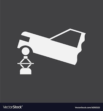 White icon on black background car and crane vector image