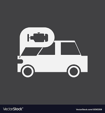 White icon on black background car and engine vector image