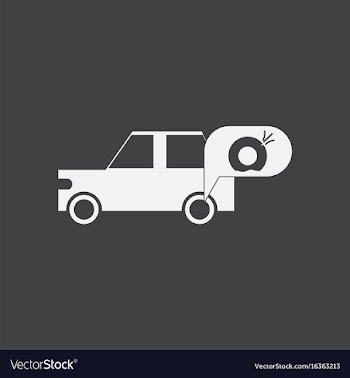 White icon on black background car and punctured vector image