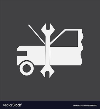 White icon on black background car and tool vector image