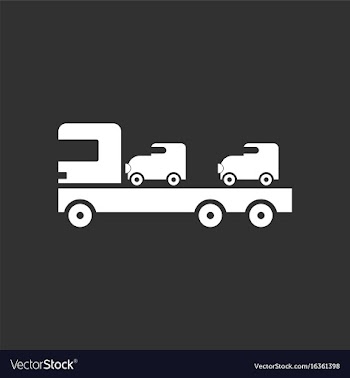 White icon on black background car carrier truck vector image
