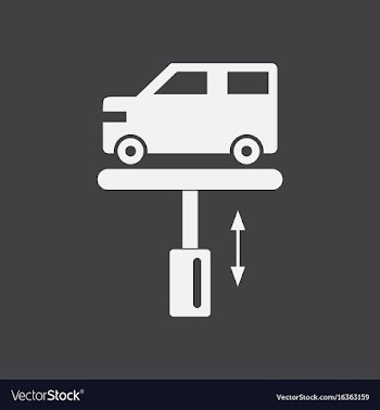 White icon on black background car on the lift vector image