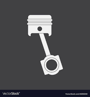 White icon on black background car piston movement vector image