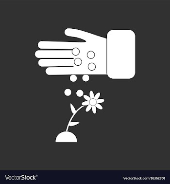 White icon on black background care for flower vector image