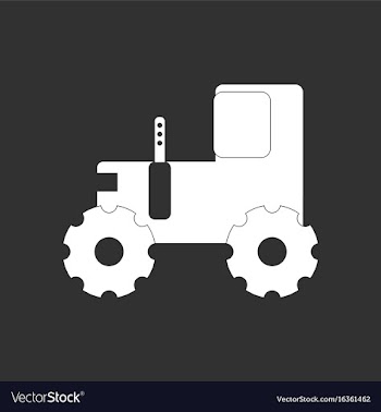 White icon on black background children tractor vector image