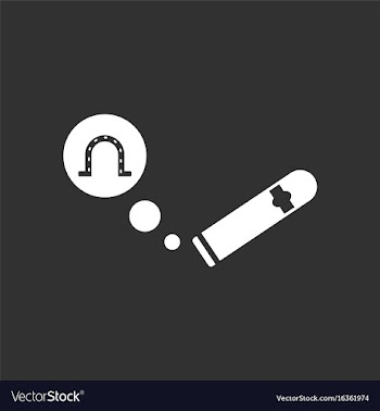 White icon on black background cigar and horseshoe vector image