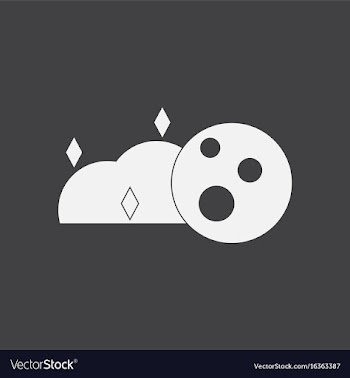 White icon on black background cloud and moon vector image