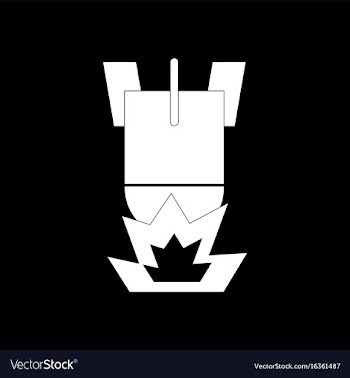 White icon on black background detonation of bomb vector image