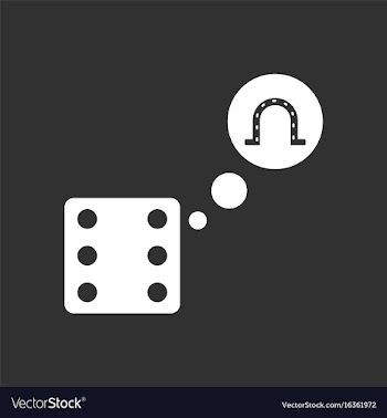 White icon on black background dice and horseshoe vector image