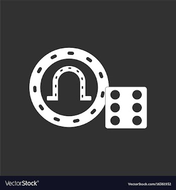 White icon on black background dice and lucky chip vector image
