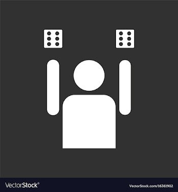 White icon on black background dice and man vector image