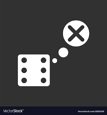 White icon on black background dice and x mark vector image