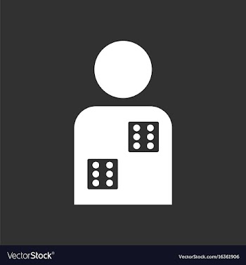 White icon on black background dice in man vector image