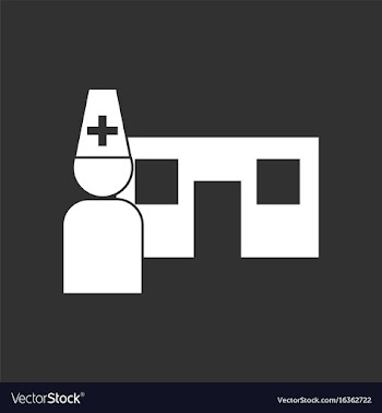 White icon on black background doctor and hospital vector image
