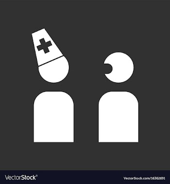 White icon on black background doctor and patient vector image
