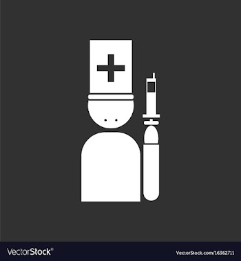 White icon on black background doctor with syringe vector image