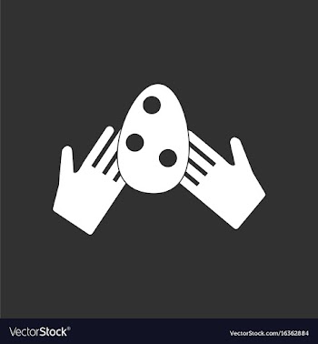 White icon on black background egg in hands vector image