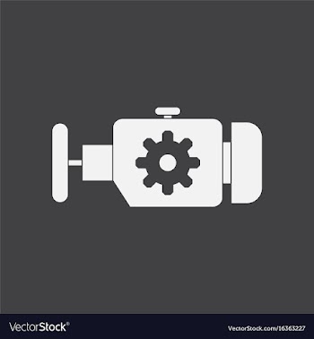 White icon on black background engine and gear vector image