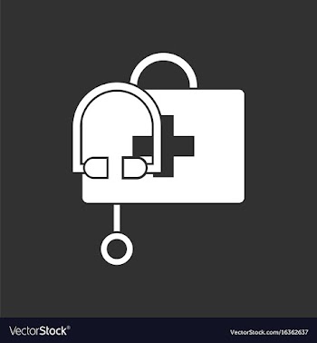 White icon on black background first aid bag vector image