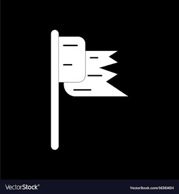 White icon on black background flag silhouette vector image