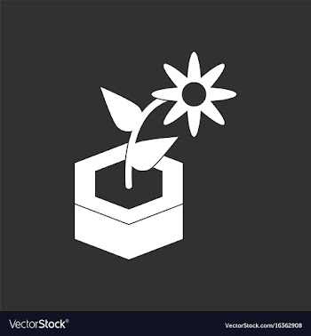 White icon on black background flower in the vector image