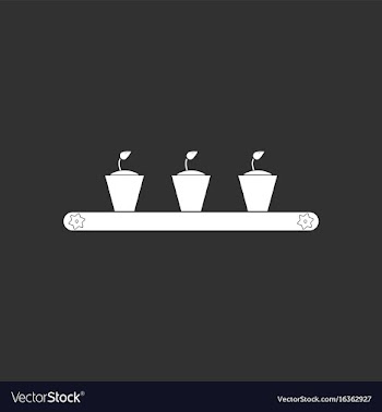 White icon on black background flowerpots on shelf vector image
