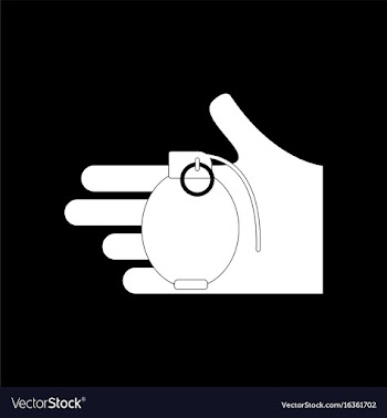 White icon on black background frag grenade in vector image