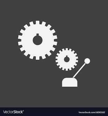 White icon on black background gear and vector image