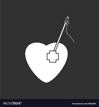White icon on black background heart with a needle vector image