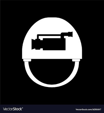 White icon on black background helmet with video vector image