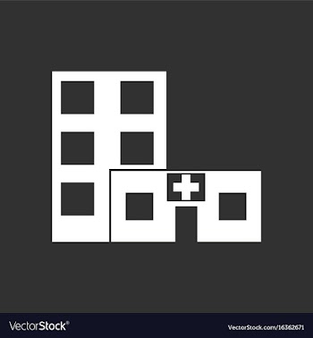 White icon on black background hospital building vector image
