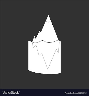 White icon on black background iceberg in water vector image