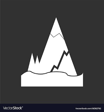 White icon on black background iceberg with crack vector image