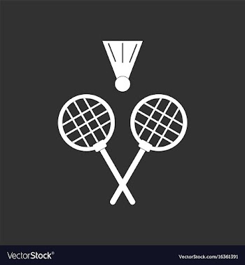 White icon on black background kids badminton vector image